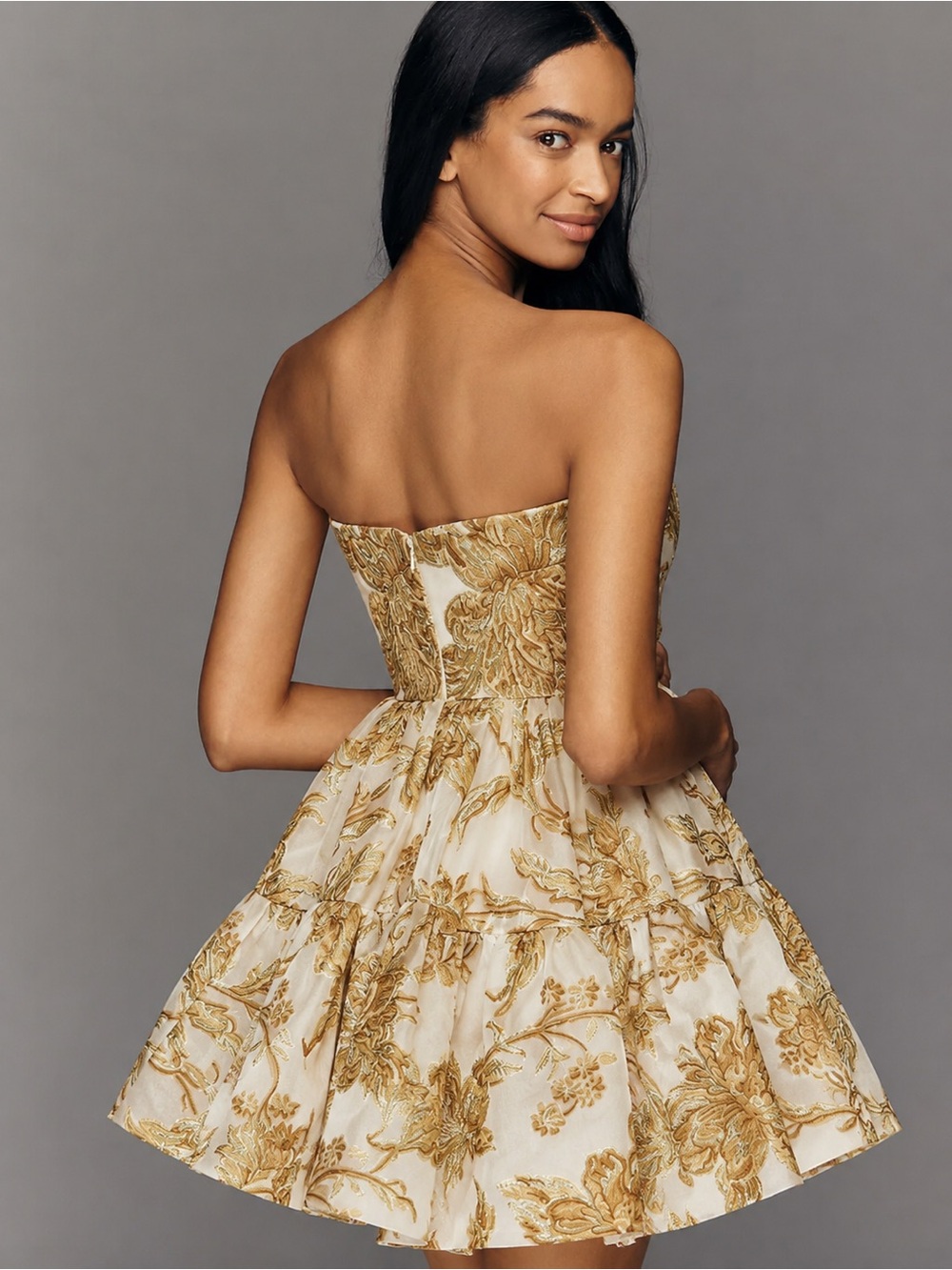 Mac Duggal Strapless brocade mini dress with pockets size 4 #20718 - Picture 3 of 13